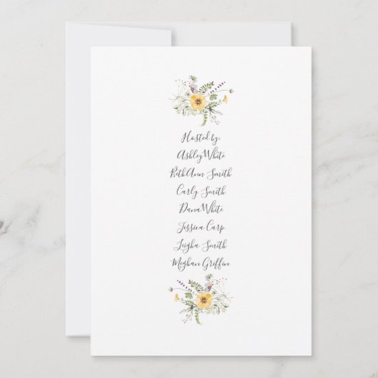 Wilde bloem Bridal Shower Invitation Sjabloon Kaart (Achterkant)