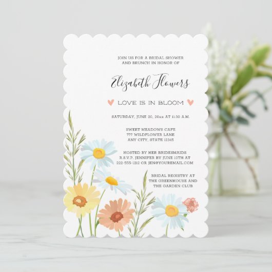 Wilde bloem Bridal Shower Invitations Kaart (Staand voorkant)