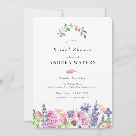 Wilde bloem Bridal Shower Invitations Kaart (Voorkant)