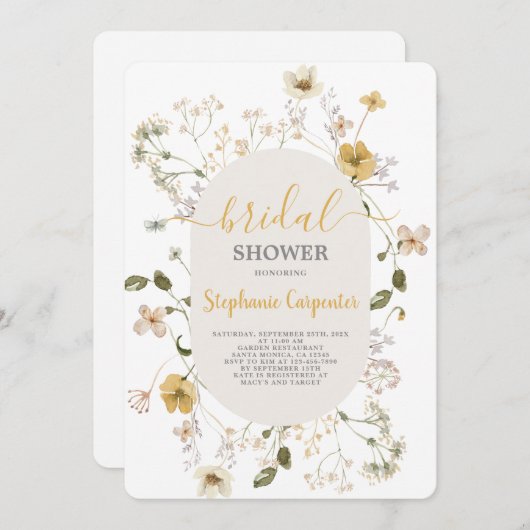 Wilde bloem Bridal Shower Kaart (Voorkant / Achterkant)