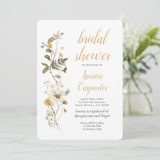 Wilde bloem Bridal Shower Kaart (Staand voorkant)