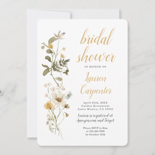 Wilde bloem Bridal Shower Kaart (Voorkant)