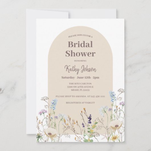 Wilde bloem Bridal Shower Kaart (Voorkant)