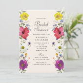 Wilde bloem Bridal Shower Kaart (Staand voorkant)