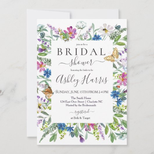 Wilde bloem Bridal Shower Kaart (Voorkant)