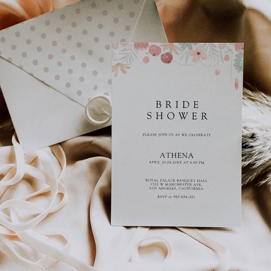 Wilde bloem Bridal Shower Kaart