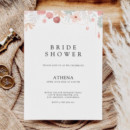 Wilde bloem Bridal Shower Kaart