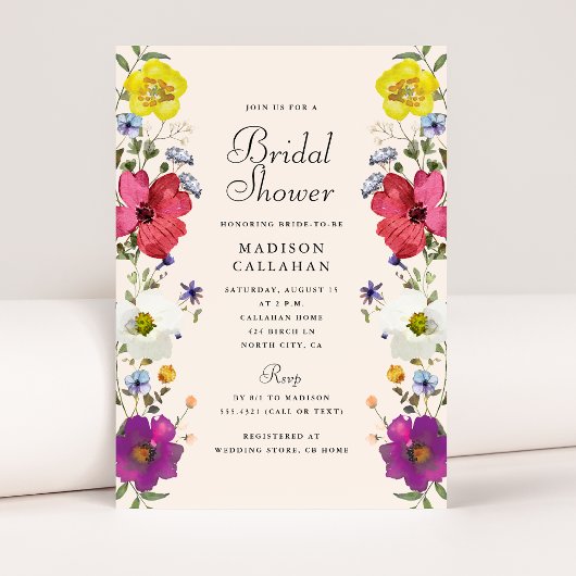 Wilde bloem Bridal Shower Kaart