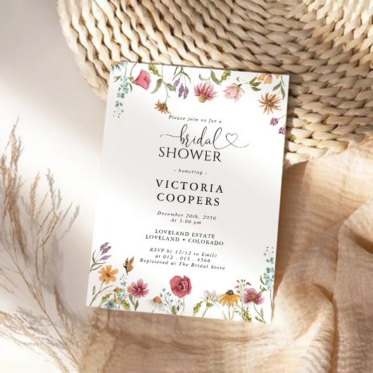 Wilde bloem Bridal Shower Kaart