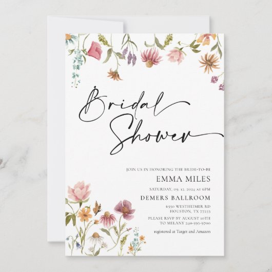 Wilde bloem Bridal Shower Kaart (Voorkant)