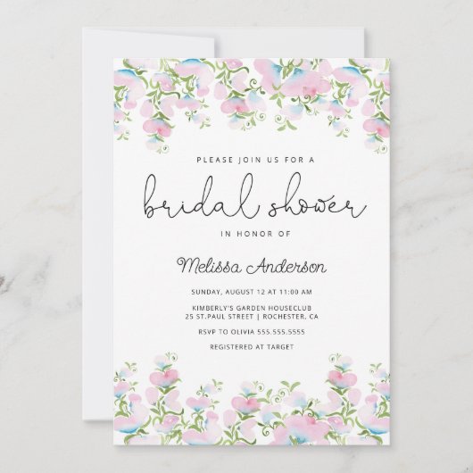 Wilde bloem Bridal Shower Kaart (Voorkant)