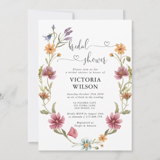 Wilde bloem Bridal Shower Kaart (Voorkant)