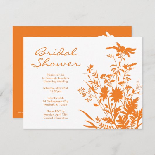 Wilde bloem Bridal Shower Kaart (Voorkant / Achterkant)