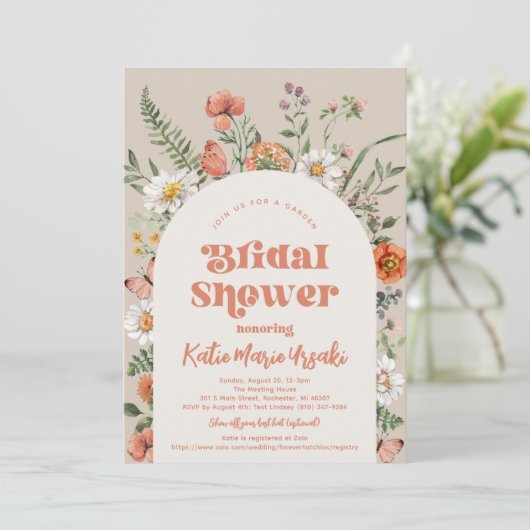 Wilde bloem Bridal Shower Kaart (Staand voorkant)