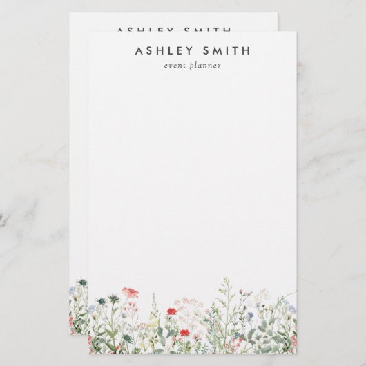 Wilde bloem briefpapier (Voorkant / Achterkant)