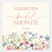 Wilde Bloem Bruids Shower Vierkante Sticker (Voorkant)