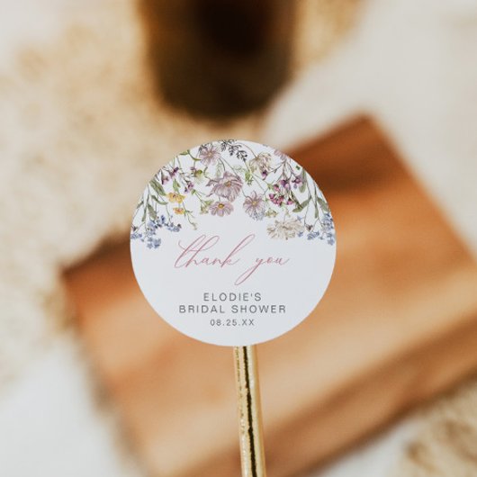 Wilde Bloem Bruidsbruiloft Ronde Sticker Bloem Roz