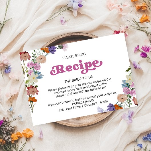 Wilde Bloem Bruiloft Borrel Recept Verzoek Kaart