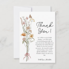 Wilde Bloem Bruiloft Dankkaart Bedankkaart