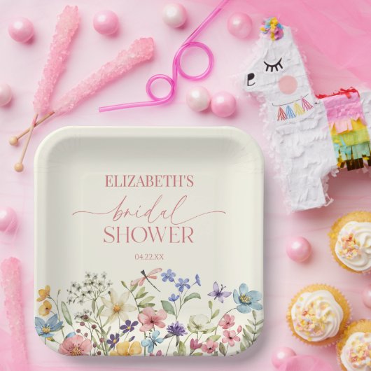 Wilde bloem bruiloft feest papieren bordje (Feest)