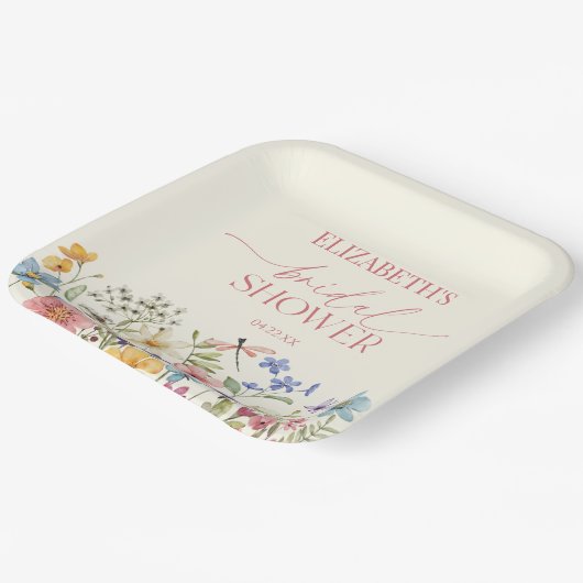 Wilde bloem bruiloft feest papieren bordje (Gebogen)