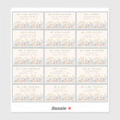 Wilde Bloem Bruiloft Individuele Gastadreslabels Sticker (Vel)