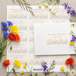 Wilde Bloem Bruiloft Individuele Gastadreslabels Sticker
