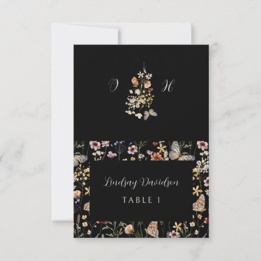 Wilde Bloem Bruiloft Plaatskaart RSVP Kaartje (Voorkant)