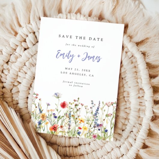 Wilde Bloem Bruiloft Save The Date