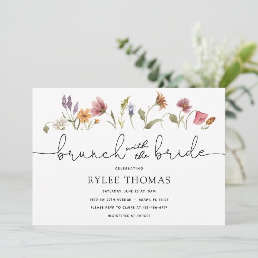 Wilde bloem Brunch met uitnodiging voor de bride S (Staand voorkant)