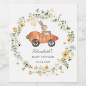 Wilde bloem Bunny Riding Carrot Car Favors Wijn Etiket (Enkel label)