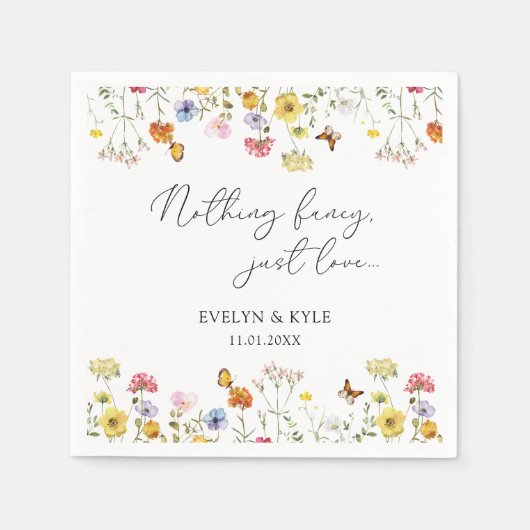 Wilde bloem Butterflies Boho Niets Fancy huwelijk Servet (Voorkant)