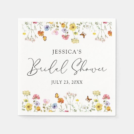 Wilde bloem Butterflies Boho Vrijgezellenfeest Servet (Voorkant)