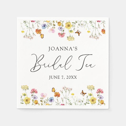 Wilde bloem Butterflies Boho Vrijgezellenfeest Tea Servet (Voorkant)