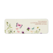 Wilde bloem Butterfly Party Return Address Label (Voorkant)