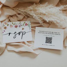 Wilde bloem Buwende RSVP QR Code Kaart Notitiekaartje