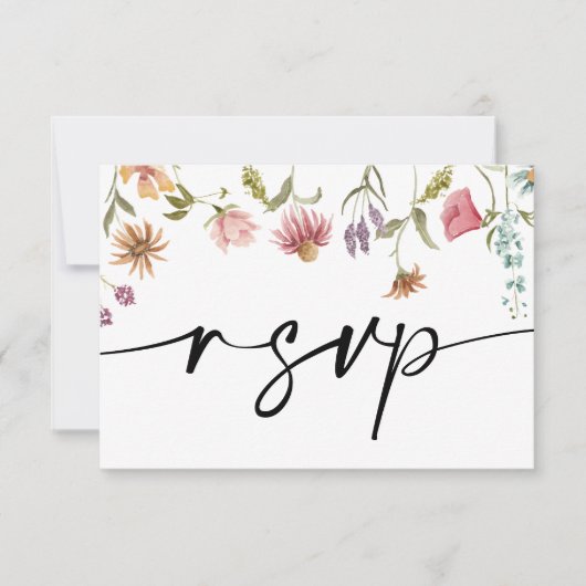 Wilde bloem Buwende RSVP QR Code Kaart Notitiekaartje (Voorkant)
