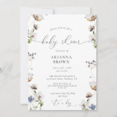 Wilde bloem Calligrafie Baby shower Uitnodiging (Voorkant)