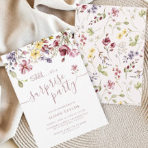 Wilde bloem Calligrafie Birthday Surprise Party