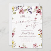 Wilde bloem Calligrafie Birthday Surprise Party Kaart (Voorkant)