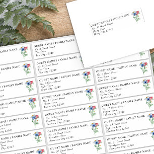 Wilde bloem Charm 30 Floral Wedding Guest Adres Sticker