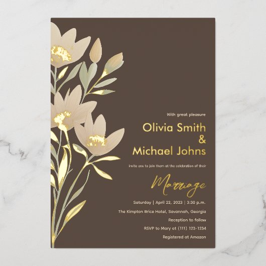 Wilde bloem Chocolade en room Weddenschap Folie Feestdagenkaart (Voorkant)