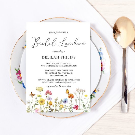 Wilde bloem Colorful Botanical Bridal Luncheon Kaart