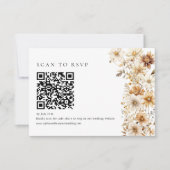 Wilde Bloem Cream Boho Bloem Bruiloft QR Code RSVP Kaartje (Voorkant)