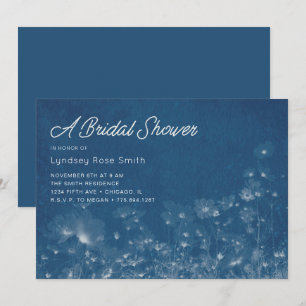 Wilde bloem Cyanotype Bridal Shower Invitation Kaart