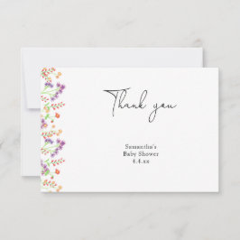 Wilde bloem dank je baby shower bedankkaart