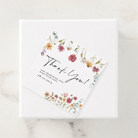 Wilde bloem Dank je Baby shower Gift Labels (In situ)