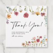Wilde bloem Dank je Baby shower Gift Labels (Voorkant)