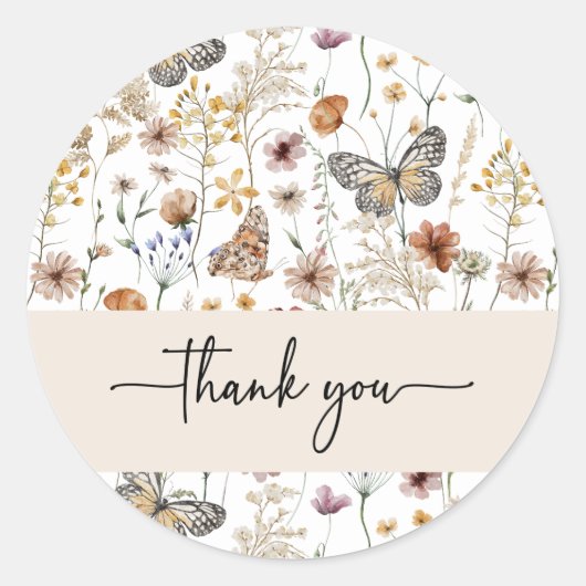 Wilde bloem Dank je Sticker (Voorkant)