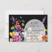 Wilde bloem Dark Meadow responskaarten RSVP (Voorkant)